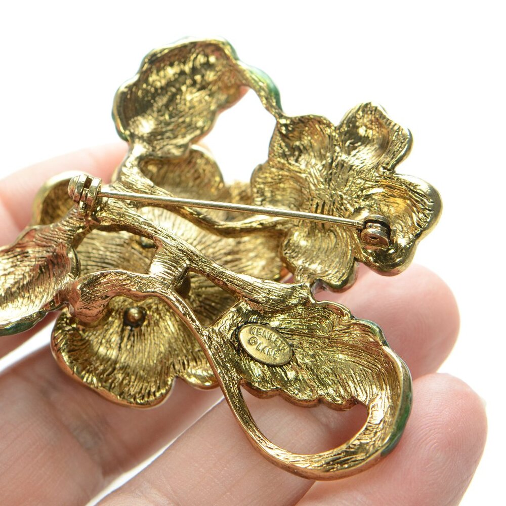 Vintage Kenneth Jay Lane Kjl Enamel & Crystal Flo… - image 5